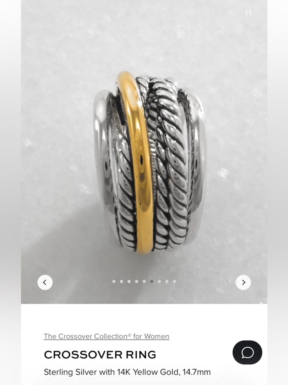 David Yurman CROSSOVER RING
Sterling Silver with 14K Yellow Gold, 14.7mm - Picture 6 of 9